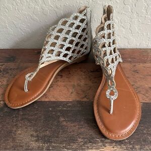 Zigi Soho Gladiator Sandals Silver With Rhinestones Women’s Size 7